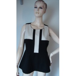 Černobílý peplum top V.36 Nový